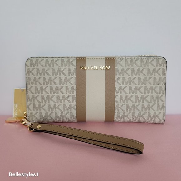 MICHAEL KORS Jet Set Travel Continental Signature Logo Colorblock Stripe Wallet - Picture 4 of 16